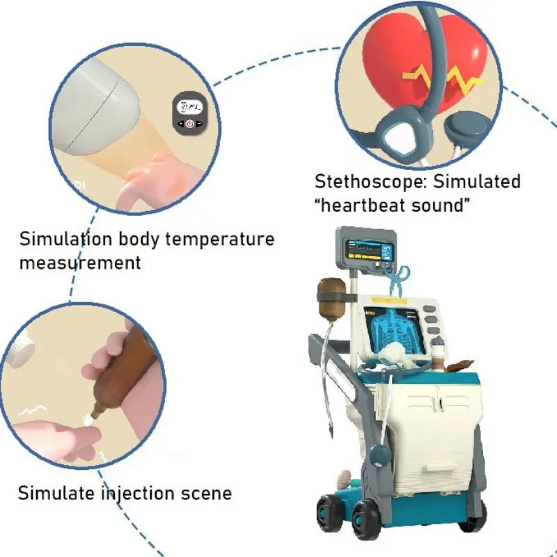 Medische Trolleyset Voor Kinderen Dokter Medisch Station Speelgoed Verwijderbaar Medisch Karretje Speelgoed Verpleegster Rolspel Puzzelspel Jongens Meisjes Cadeau