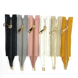 24.5cm Long Leather Zipper For Crochet Bag Hardware Soild Zipper Sewing Accessory Useful Handbag Leather Zipper DIY Bag Zipper