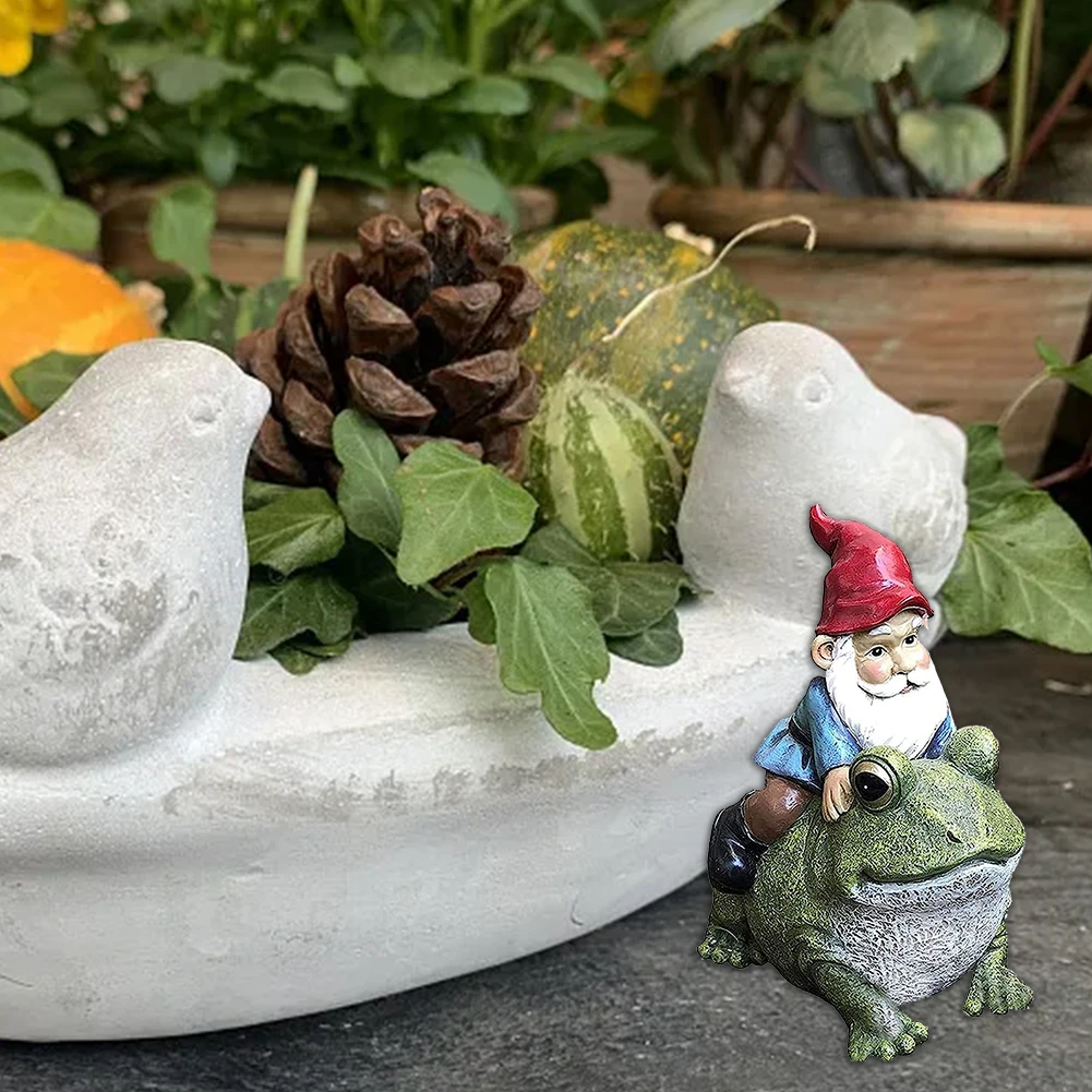 Statue Ornaments Frog Gnome Courtyards Desks Garden Bedrooms Lawns Outdoor 11*9.5*15.2cm Dwarf Decor Fade-resistant