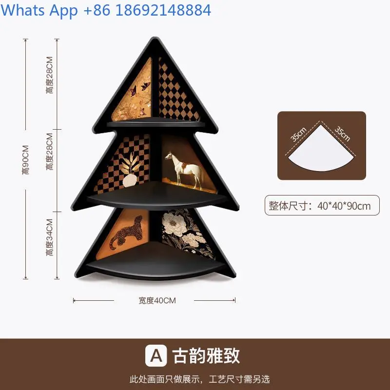 Corner Storage Cabinet for Living Room Bedroom Triangle Display Shelf Vintage Style Floor Decor Shelves for Wall Corner