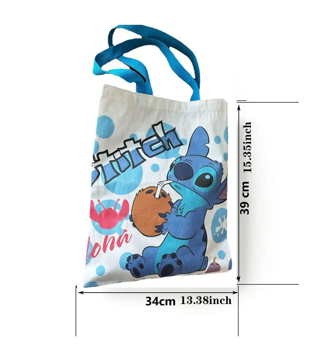 Bolso de mano de lona de dibujos animados de Anime de Disney, bolsa de compras de gran capacidad, Lilo y Stitch, regalos para niñas, 35x40cm