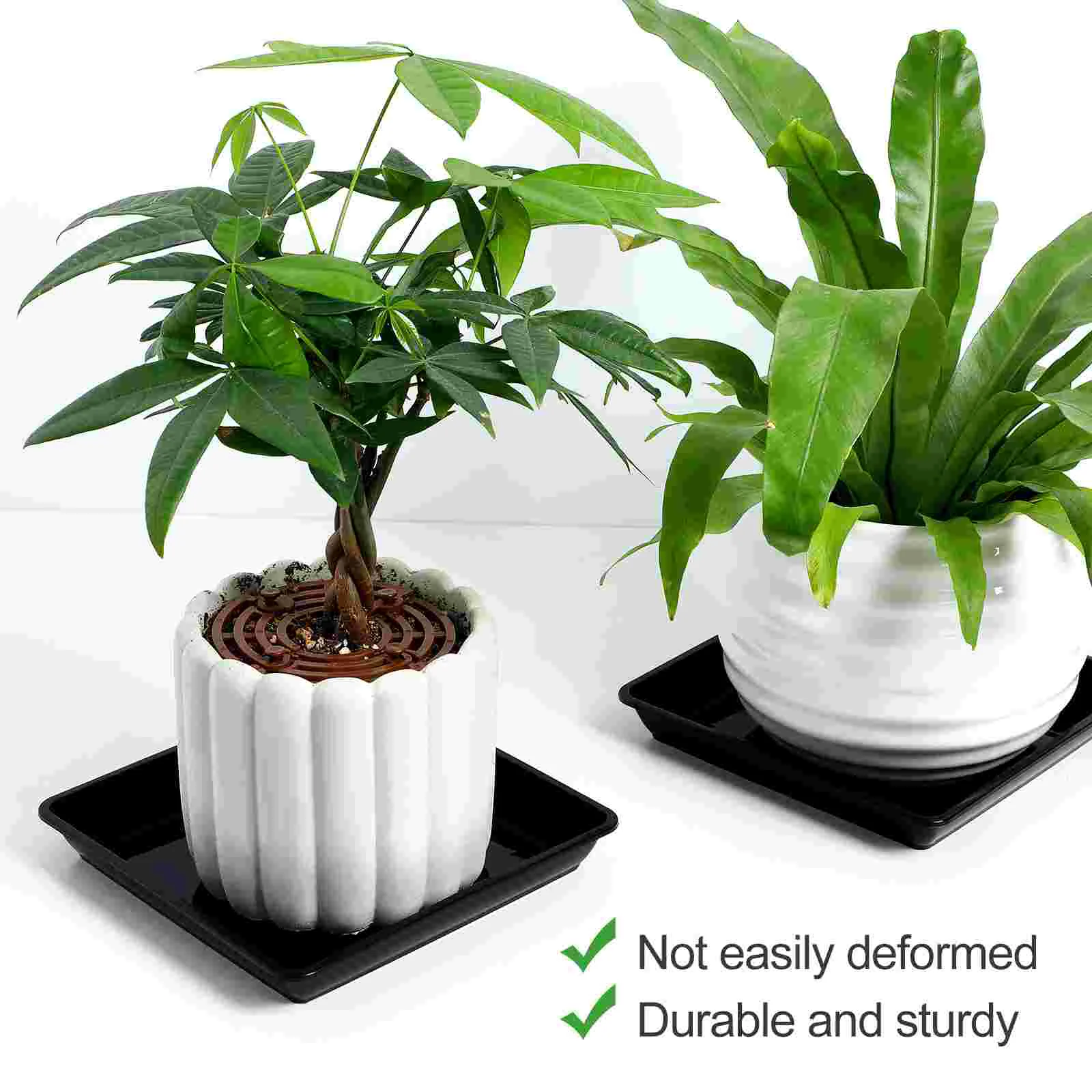 12 Pcs Indoor Plant Flower Pot Tray Plastic Flowerpot Bases Ground Trays Saucer Holders Black Square Shape Basin Container