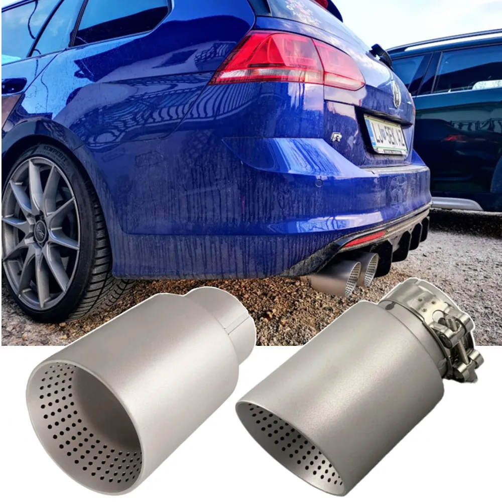 1 Pcs Matte Stainless Steel Car Muffler Tip Exhaust System Universal Exhaust Tip 57mm 60mm Inlet For Golf GTI Exhaust Tip Nozzle