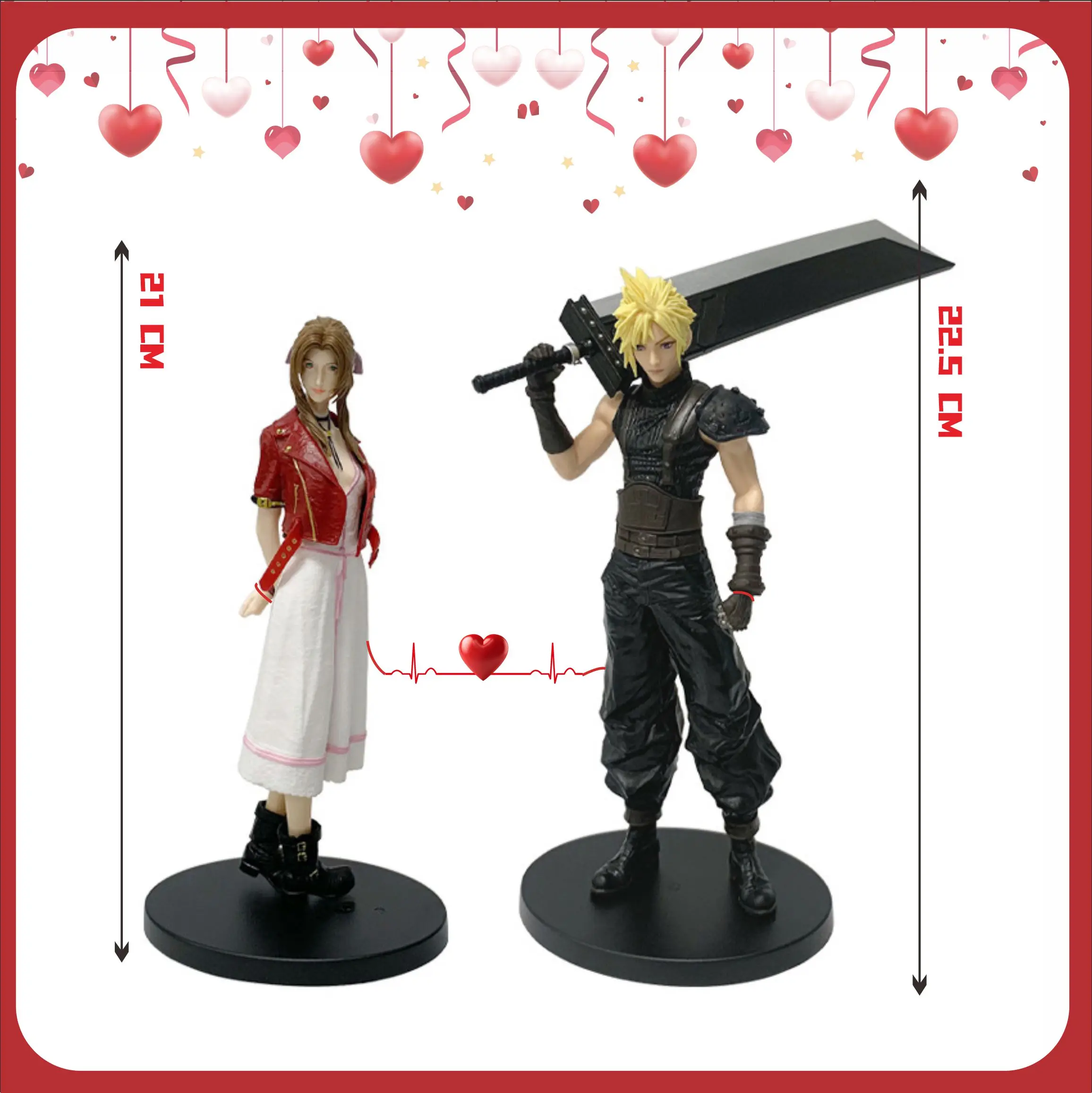Remade Exquisite FF Couple Version Cloud Strife & Aerith Couple PVC Action Figures, Anime Collectible Model Toys, Perfect Holid