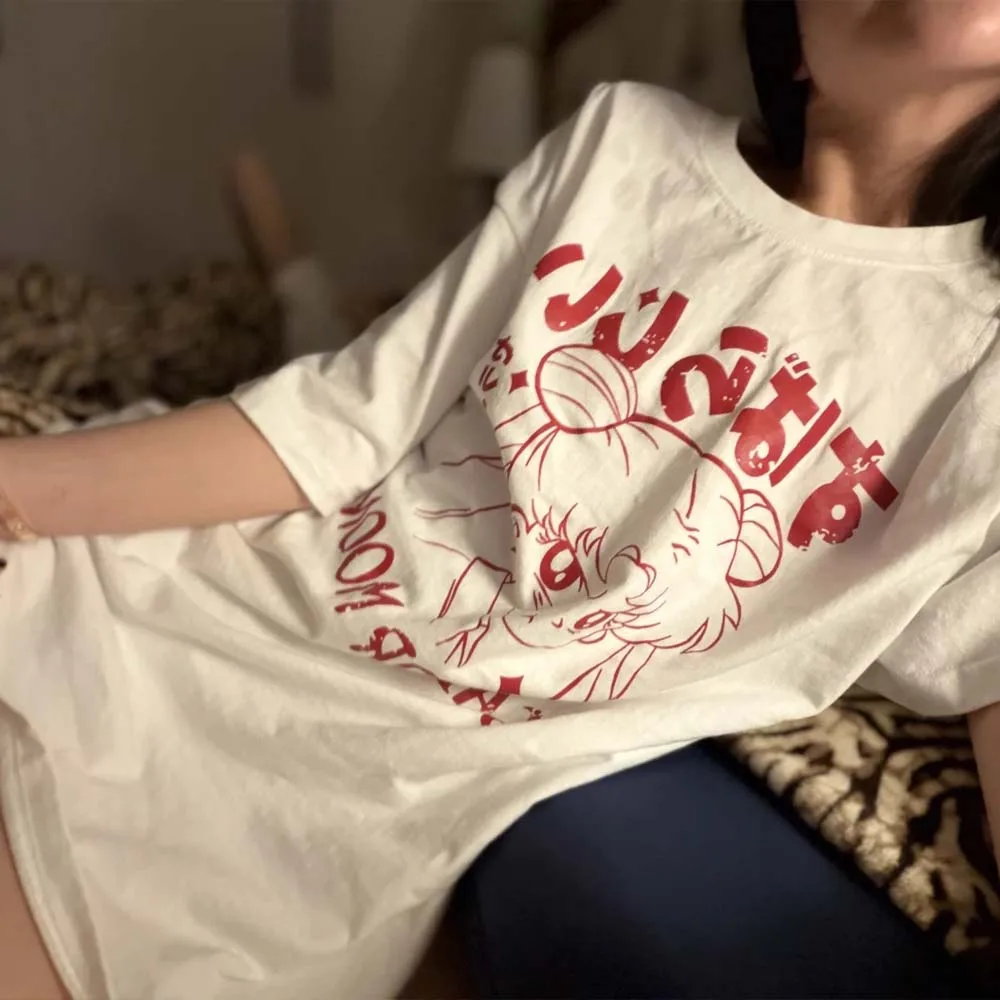 Anime Sailor Moon Pattern T-Shirts Women Casual Short Sleeve Tees Summer Trendy Men's and Women's T-Shirt Tops Streetwear Girl