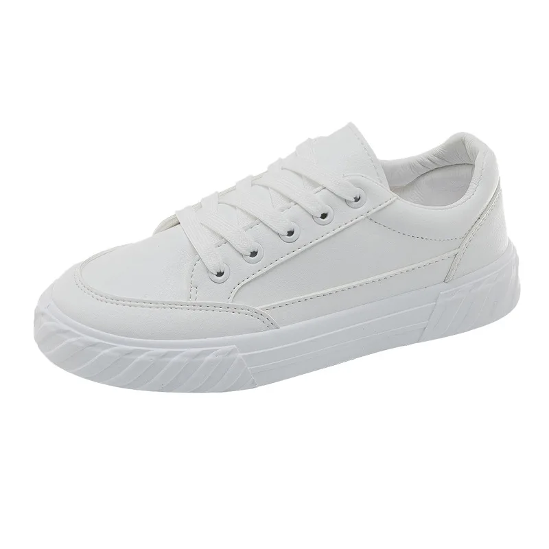 PU board shoes, spring new low top small white board shoes, trendy men's shoes, versatile canvas casual sports shoes