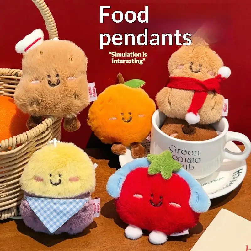

Cute Cartoon Delicious Food Plush Doll Pendant Keychain Kawaii Oranges Potatoes Backpack Decoration Pendant Accessories Gift