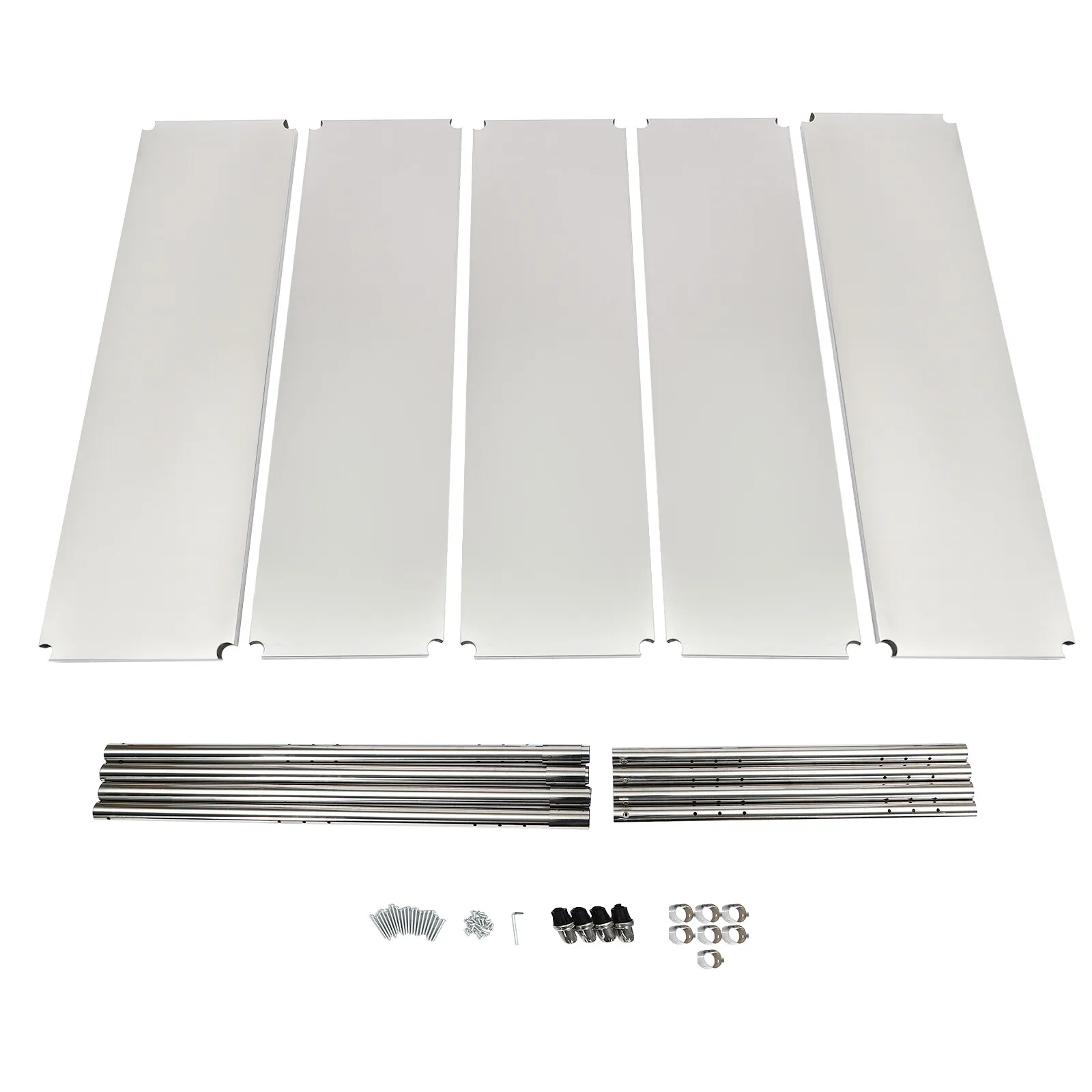 رف من الفولاذ المقاوم للصدأ مكون من 5 طبقات، رف تخزين قابل للتعديل، رفوف شديدة التحمل من الفولاذ المقاوم للصدأ