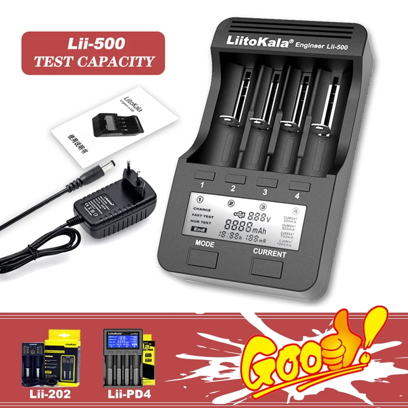 Liitokala Lii-500 lii-202 Lii-PD4 ładowarka, 3.7V 1.2V 18650 22650 20700 10440 14500 26650 AA NiMH bateria litowa