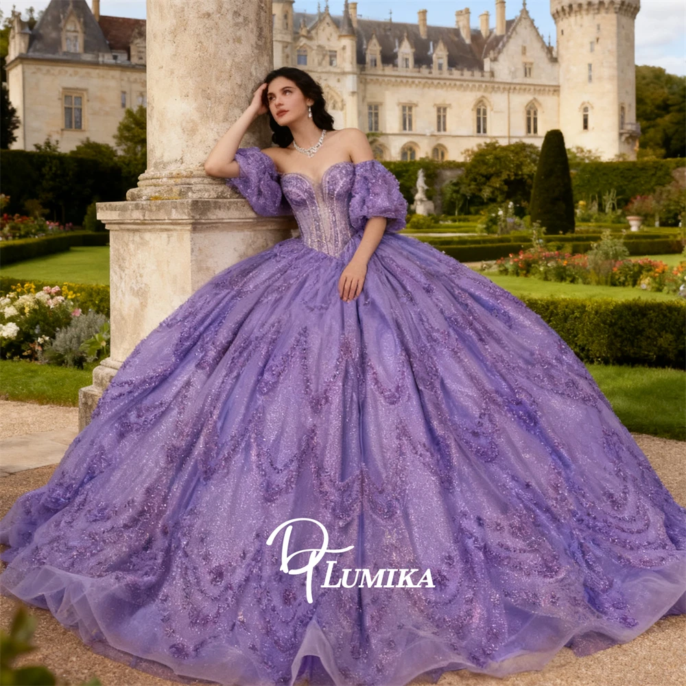 

Женские платья Quinceanera на заказ с открытыми плечами и пышными рукавами, платья принцессы Sweet 15, школьные платья для выпускного вечера