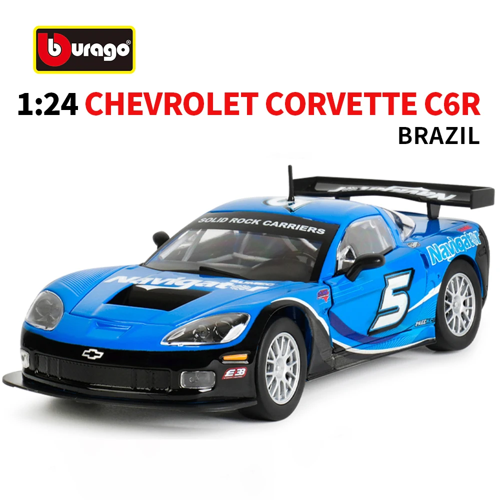 

Bburago 1:24 Chevrolet Corvette C6R, гоночный автомобиль из сплава, литье под давлением и игрушечный транспорт, модель автомобиля, миниатюрная масштабная модель автомобиля для детей