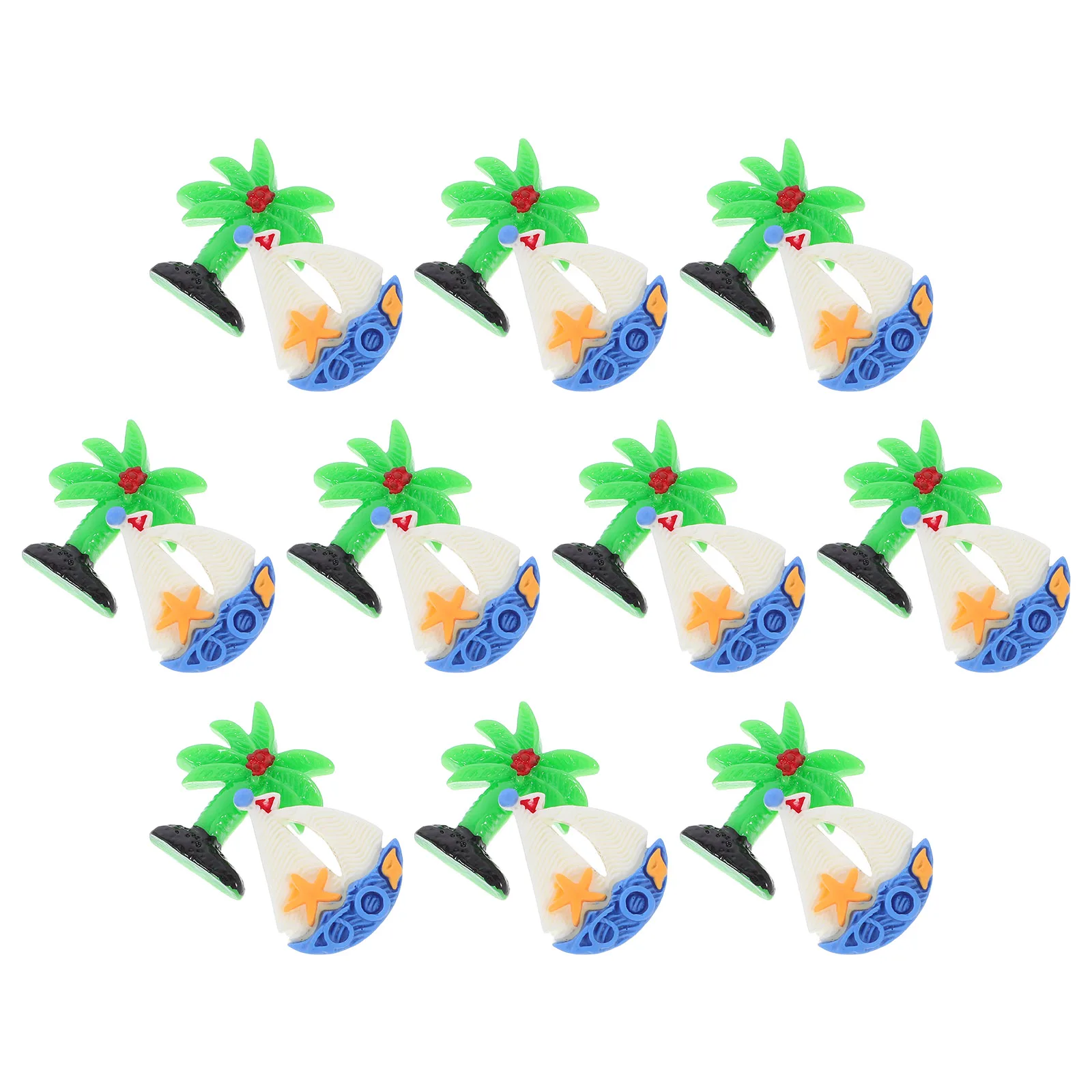 

20 Pcs Decors Marine Wind Resin Accessories Beach Jewelry for Women Ocean Coconuts Trees Cabochons Flatback