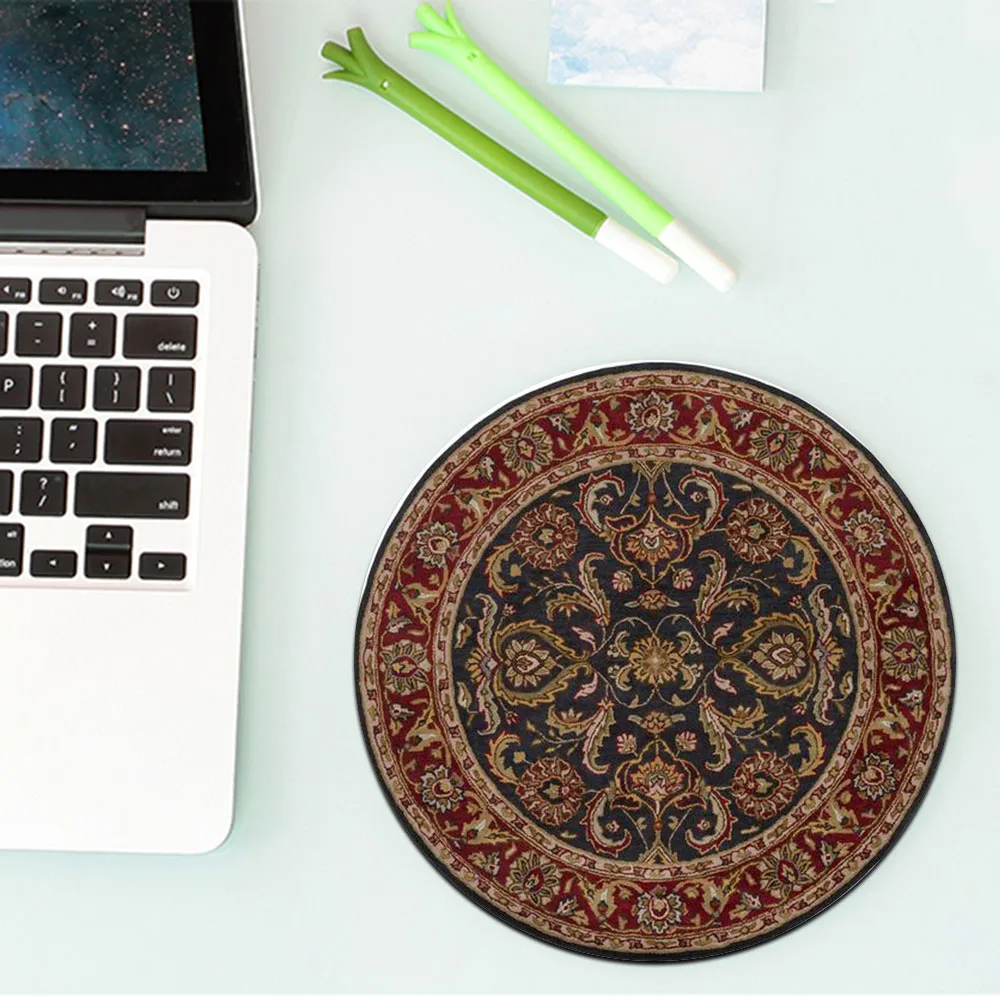 Persian Carpet Pattern Round Mini Mouse Pad Table Pad Anti-slip Mat Desktop Computer Mat Gaming Keyboard 22x22 Gamer Rug