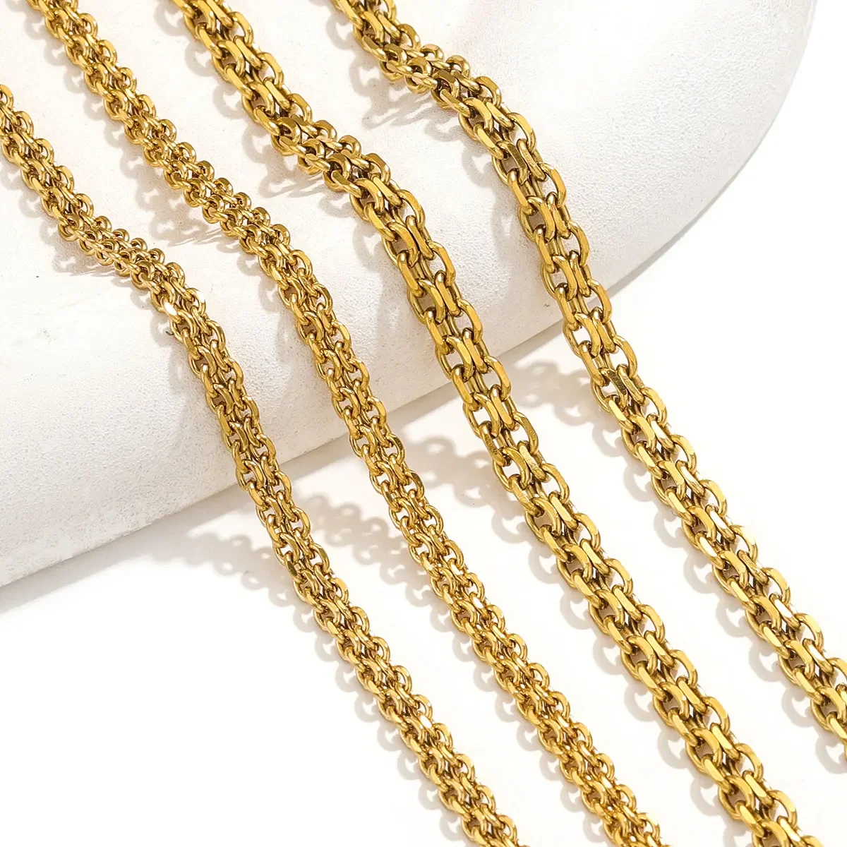 1 Meter Stainless Steel 2-in-1 Cuban Edge and Corner Waterproof Chain for Vintage Necklaces Jewelry Items and Bracelets