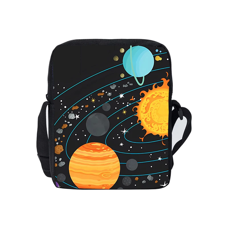Cosmic Planet Daily Single Sided Messenger Bag For Boy/Girls Children Best Gifts 2D Flat D Cartoon Casual Teenage Crossbody Bag
