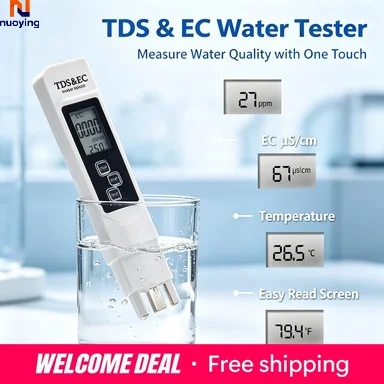 Stylo testeur numérique de qualité de l'eau TDS EC, détecteur d'eau multifonctionnel avec écran LCD rétroéclairé blanc, plage de mesure 0-9990 PPM, mesureur TDS/EC/Temp/Pureté pour l'eau potable, l'eau du robinet et l'aquarium