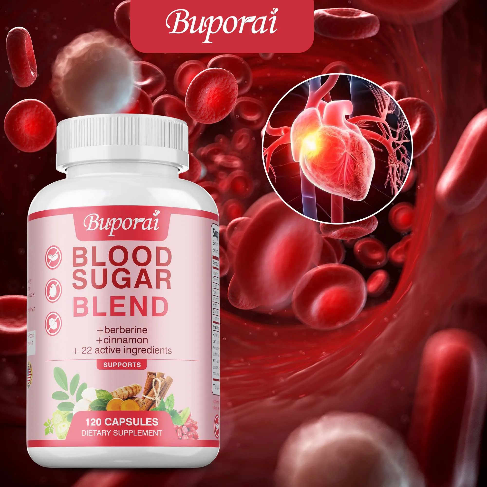 

Blood Sugar Blend - Promote Blood Circulation, Balance blood Pressure and Healthy Cholesterol, Cardiovascular Support