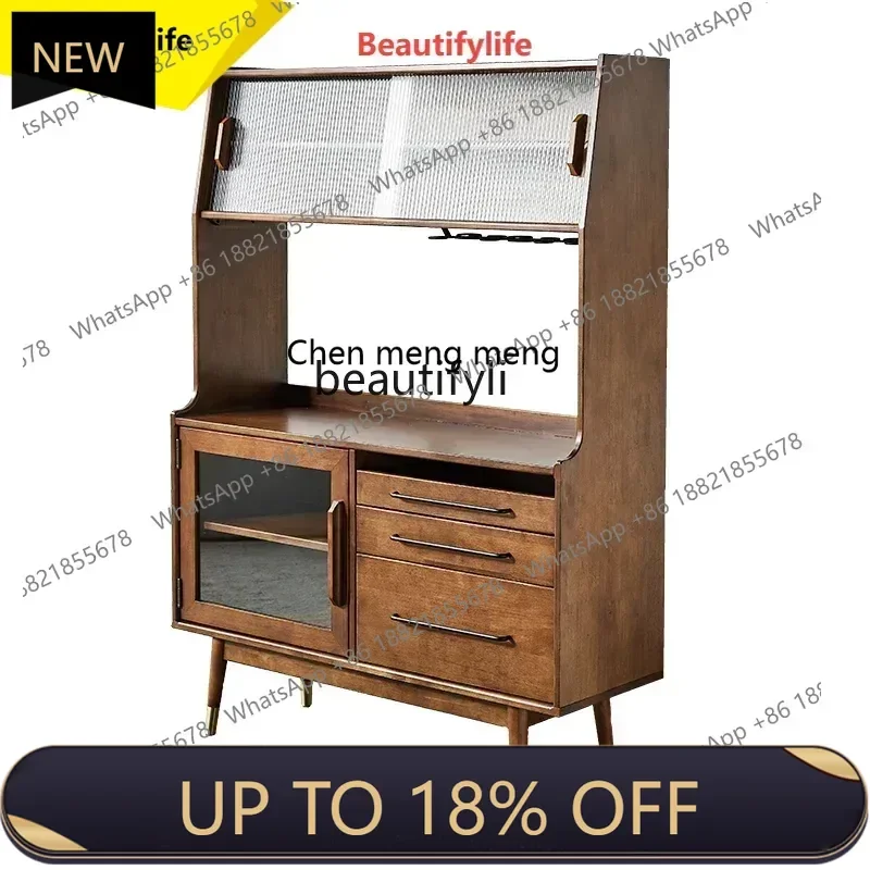 

P178 LRetro solid wood dining side cabinet Nordic shelf wine cabinet French medieval living room tea cabinet