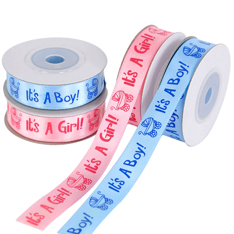 10 Yards Baby Boy Its A Girl Satin Ribbon DIY Card Gift Wrapping Supplies For Kids Baby Shower Happy Birthday Party Decoration