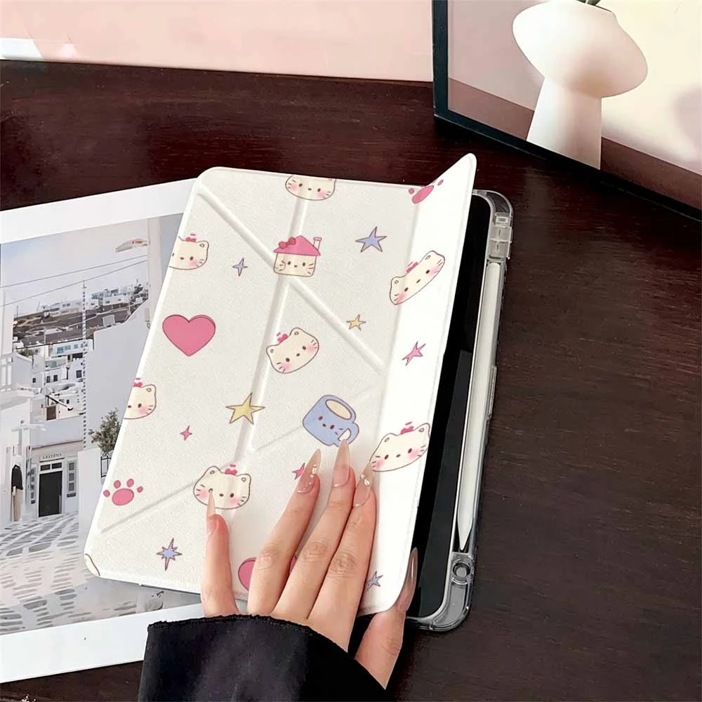 Flowers Cute Cat Heart For Samsung Galaxy Tab A8 A9 A11 S6 S7 S8 S9 S10 FE Plus Lite Protective With Pen Slot Tablet Case