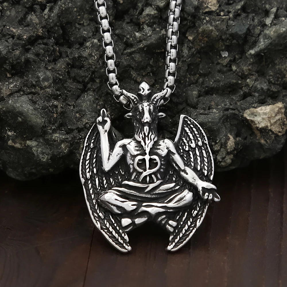 New Gothic 316L Stainless Steel Satanic Goat Pendant Necklaces For Men Boys Punk Biker Animal Fashion Jewelry Gifts Dropshipping