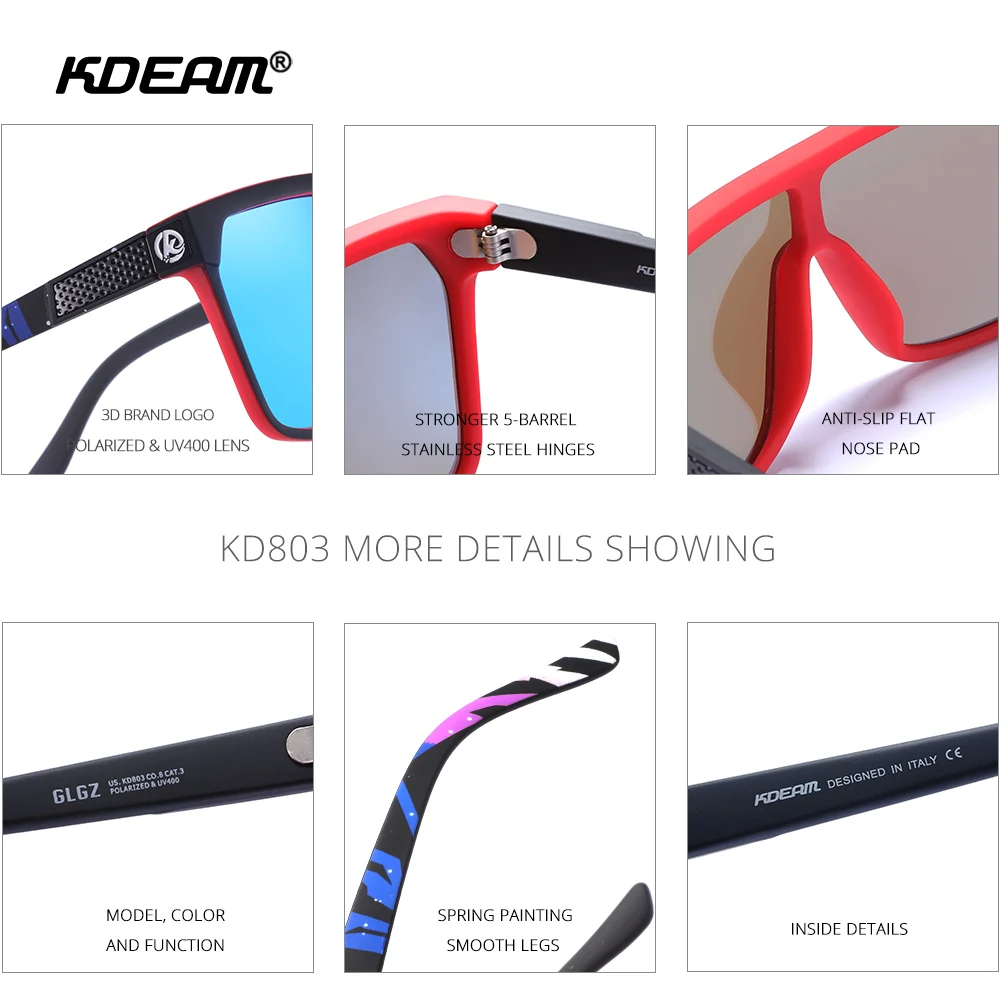 KDEAM One Piece Shades Men's Sun Glasses Polarized Blocks Reflected Light And Glare CAT.3 Driving Fishing Sunglasses Men