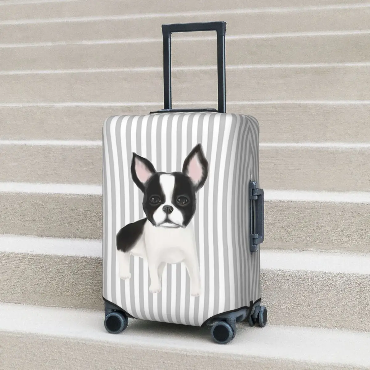 

Boston Terrier Suitcase Cover Protection Elastic Trip Luggage Protector Covers for 18-32 Inch
