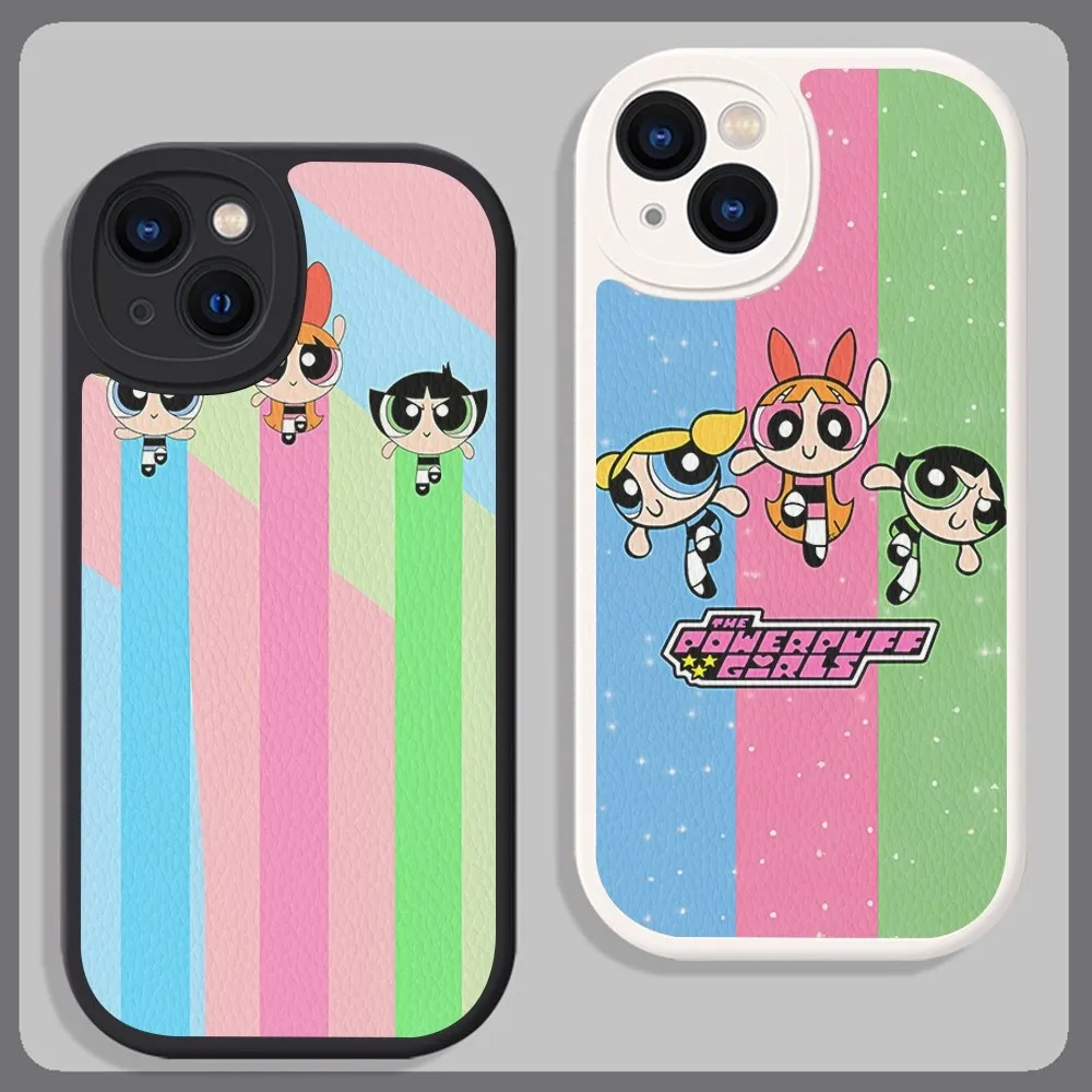 Cute Cartoon P-Powerpuff Girls Mobile Phone Case Hard Leather For IPhone 16 15 14 13 12 Mini 11 14 Pro Max Xs 8 Plus Fundas