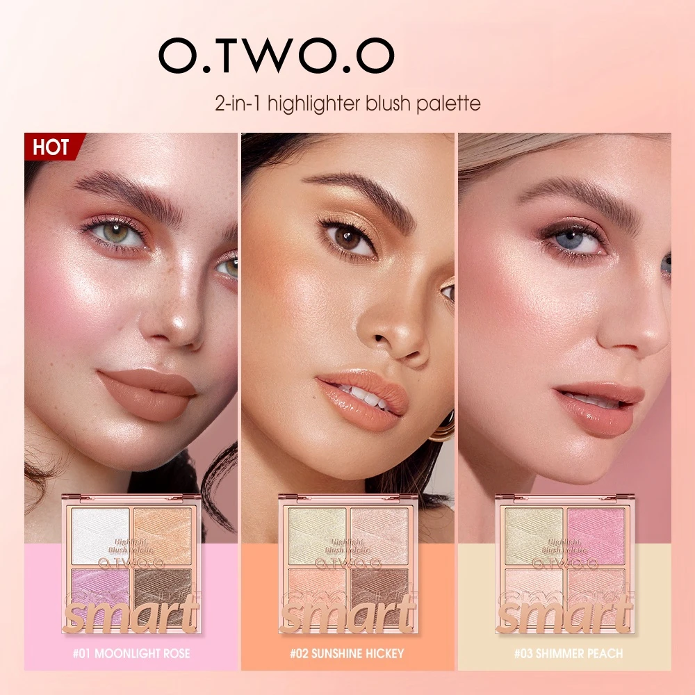 O.TWO.O Bronzer Blush and Contour Makeup Palette Waterproof Mutifunctional Cosmetics Shimmer Glitter Highlighter for Face Body