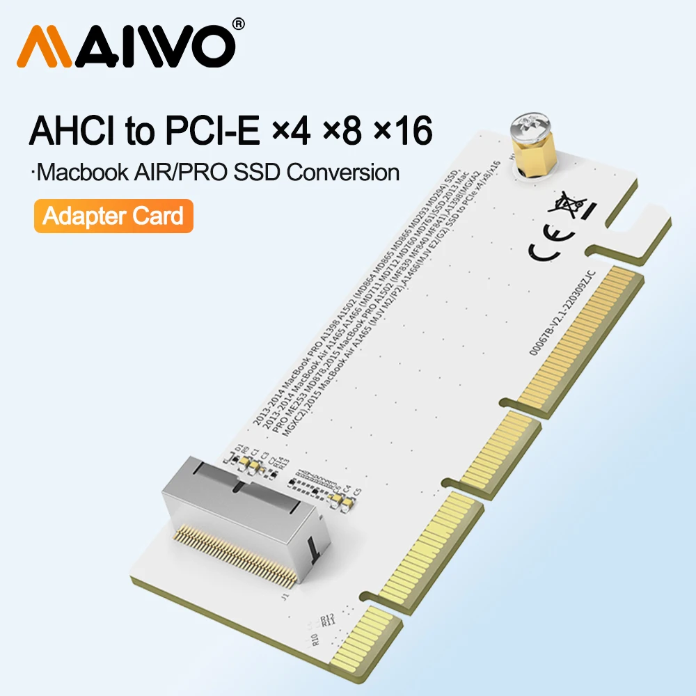 

MAIWO AHCI к PCIE X4 X8 X16 Карта адаптера M.2 жесткого диска для чтения/записи Настольная материнская плата для Macbook 2013-2017 12 + 16-контактный SSD