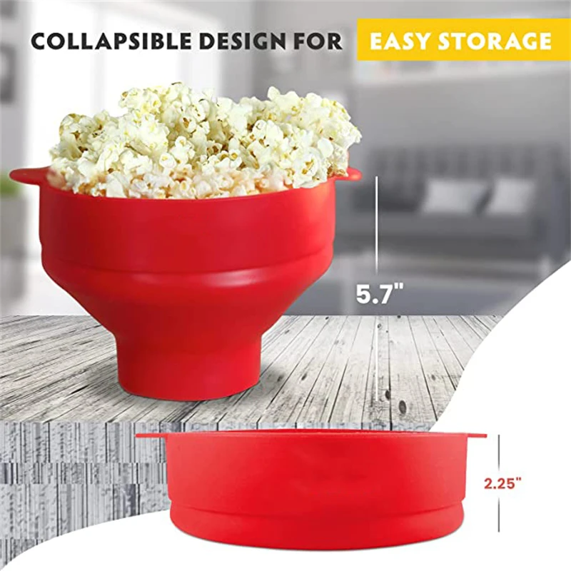 

Silicone Popcorn Bowl Bowl DIY Popcorn Maker Lid Microwave Popcorn Bucket High Temperature Folding Popcorn Bucket Homemade Tools