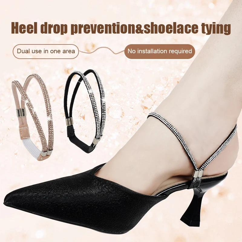 Loose Anti-skid Bundle Laces Tie Women Rhinestone Shoelaces Free Triangle Bundle High Heels Shoe Belt Ankle Holding