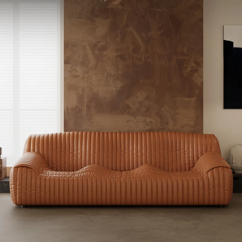 Ölwachs Leder Welle Sofa Leder Wohnzimmer Zuhause mittelalterliche erste Schicht Rindsleder High-End-Möbel