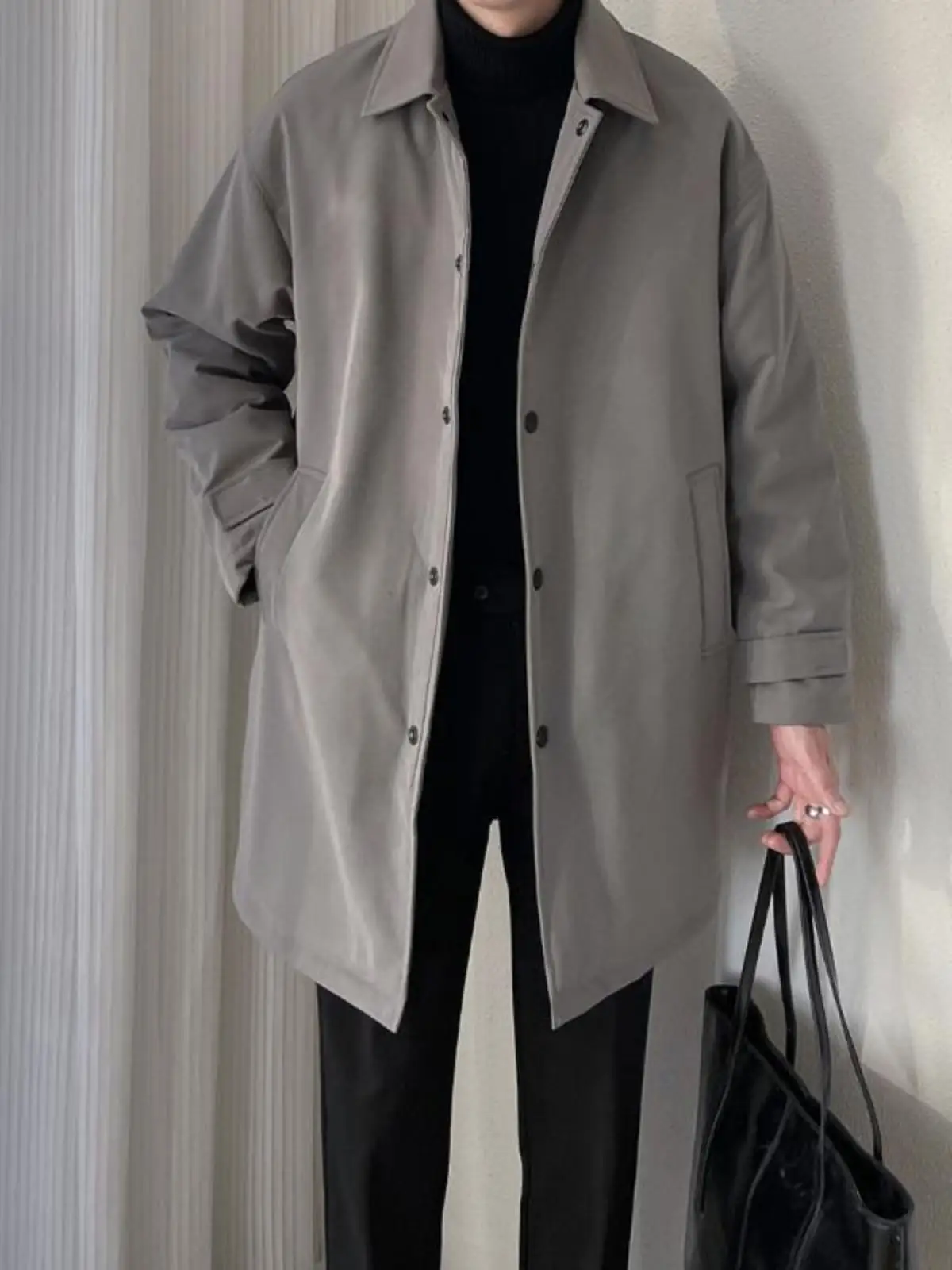 

Корейская модная повседневная мужская ветровка свободного кроя средней длины, ветрозащитная теплая верхняя одежда для осени