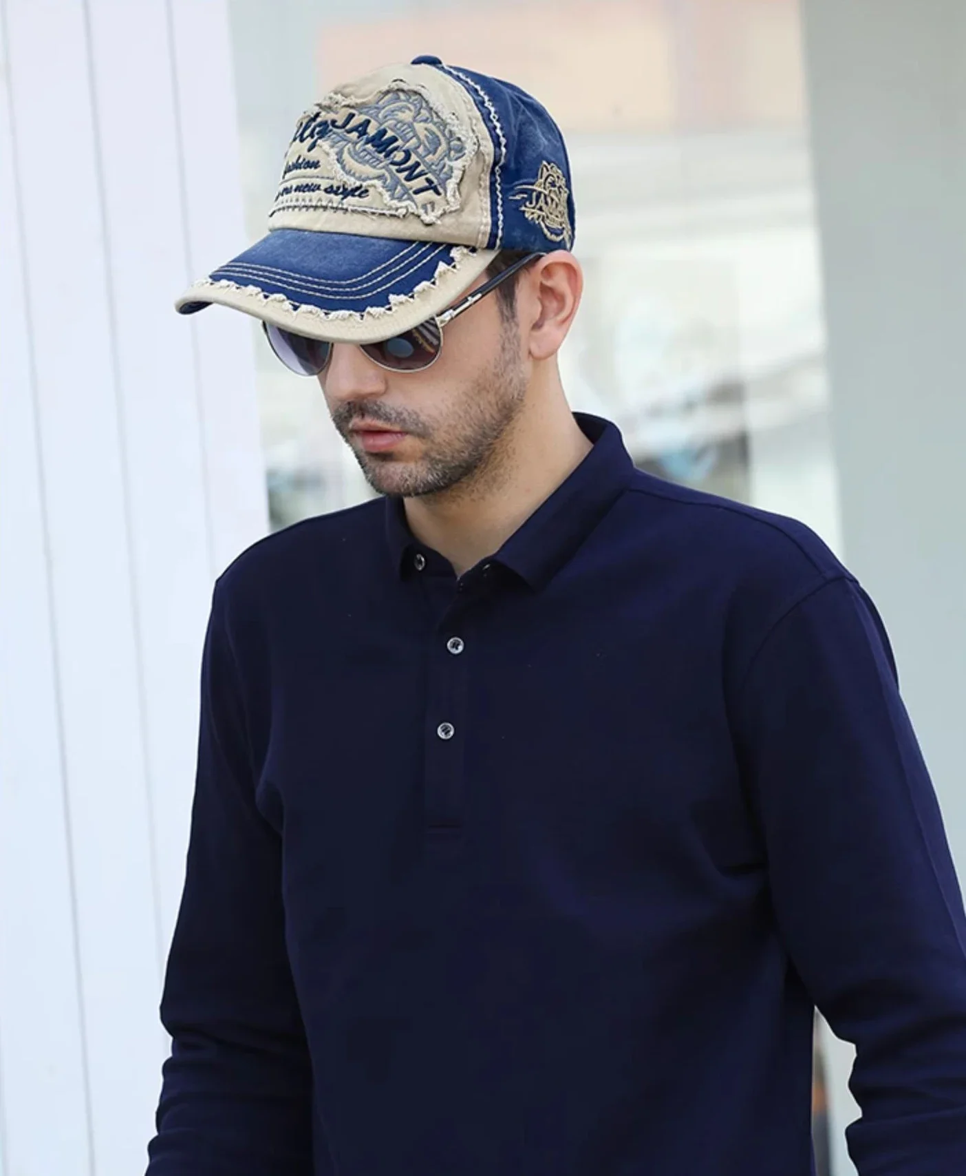 호랑이 머리 자수 야구 모자, 야외 레저용 면 태양 모자 남여 유럽 및 미국 스타일 ​