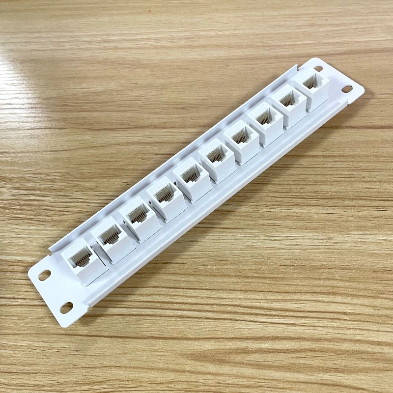 10 portas CAT6 RJ45 através do painel remendo do acoplador para montagem parede rack com barra traseira