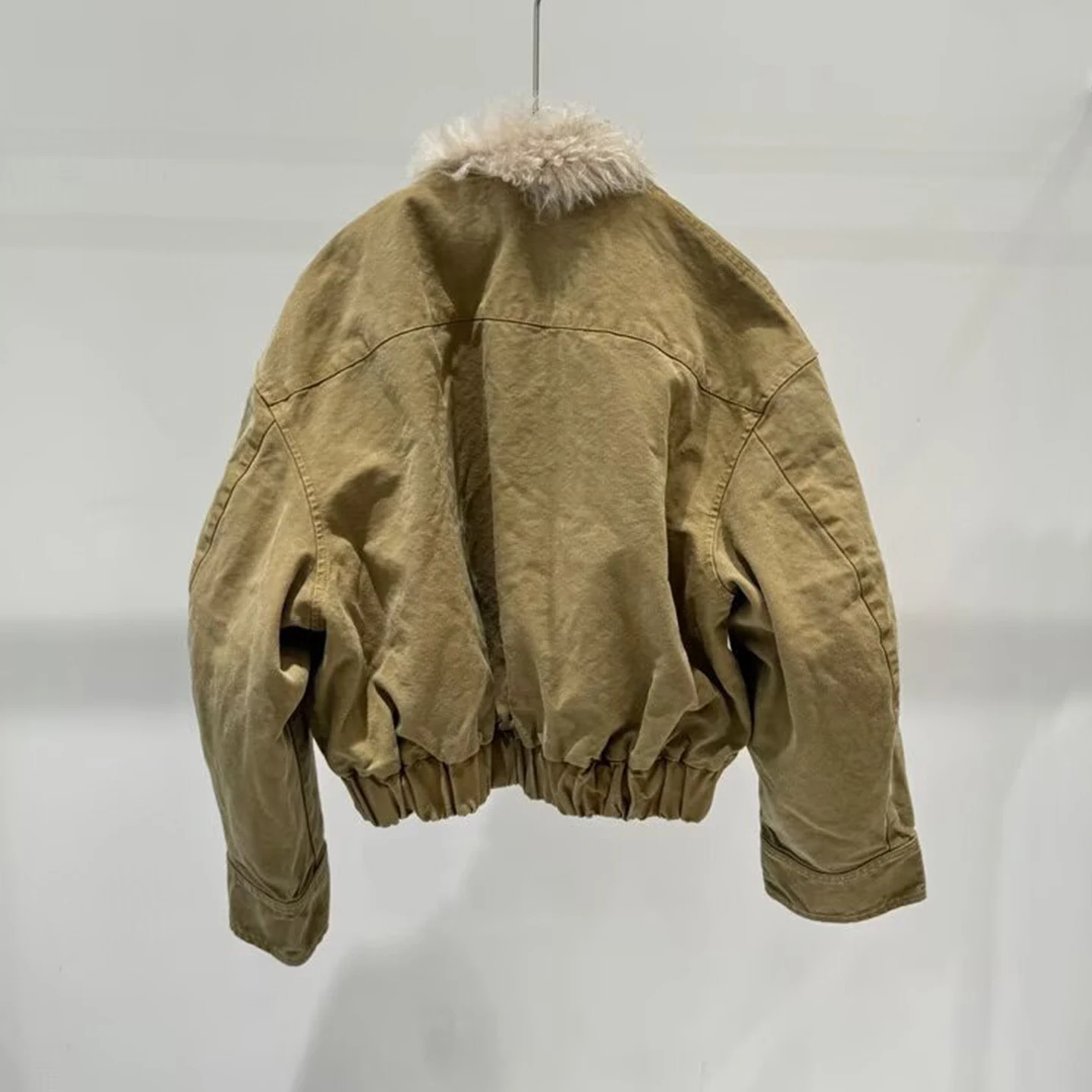 Prendas de abrigo de invierno con cremallera para mujer, ropa holgada recortada de piel desmontable, ropa de abrigo bidireccional, nuevo abrigo ort 2025 Z para mujer