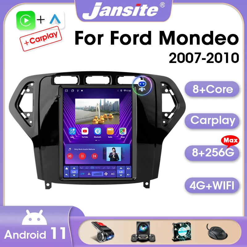 

Jansite 2 Din Car Radio Android 11 For Ford Mondeo mk4 Galaxy A/C 2007-2010 Multimedia Player Wifi Carplay Stereo RDS Autoradio