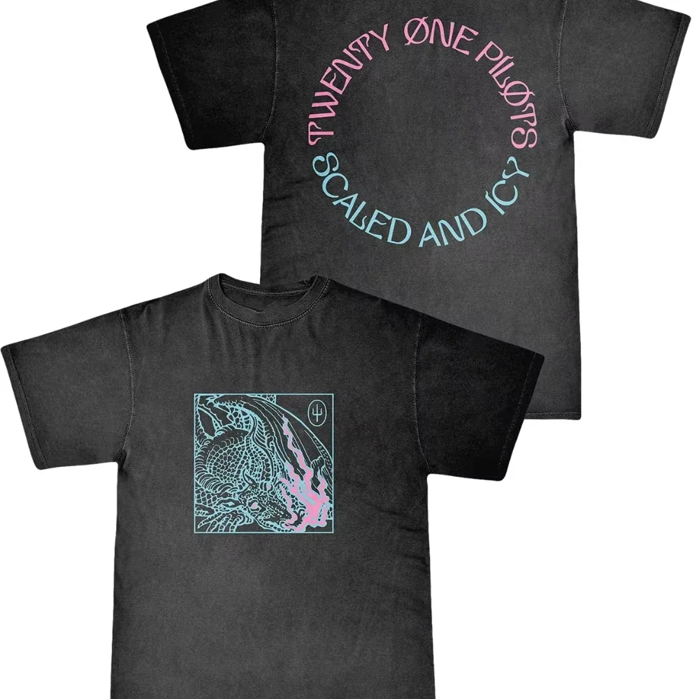 

2025 Summer Casual T-Shirt Twenty-One Pilot Band Men's Short Sleeve Oversized Rapper Hip Hop Punk Street Harajuku Cotton T-Shirt