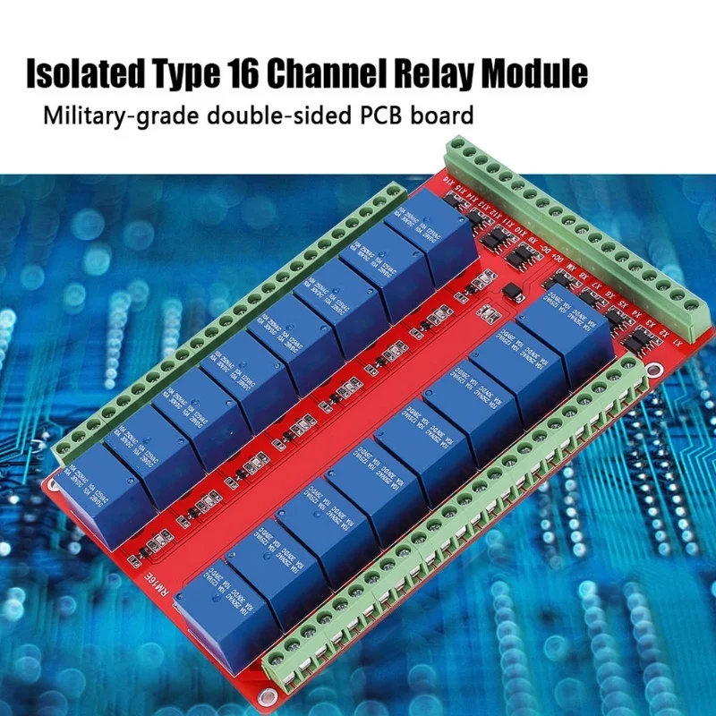 

Isolated Type 16 Channel Relay Module Interface Board High/Low Level Trigger