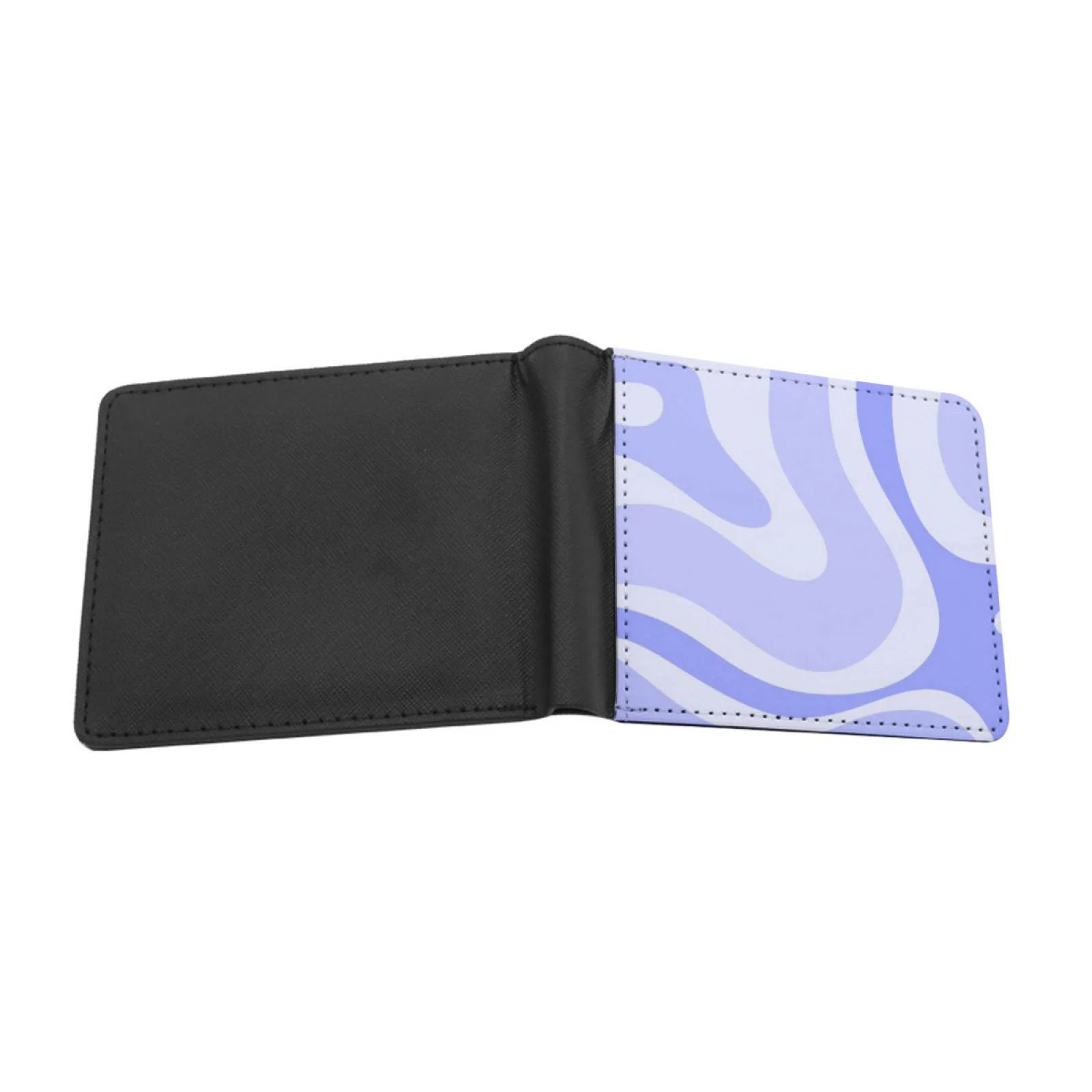 Modern Retro Liquid Swirl Abstract In Periwinkle Men Wallets Card Man's Wallet Short Purse Male Bag Abstract Pattern Purple