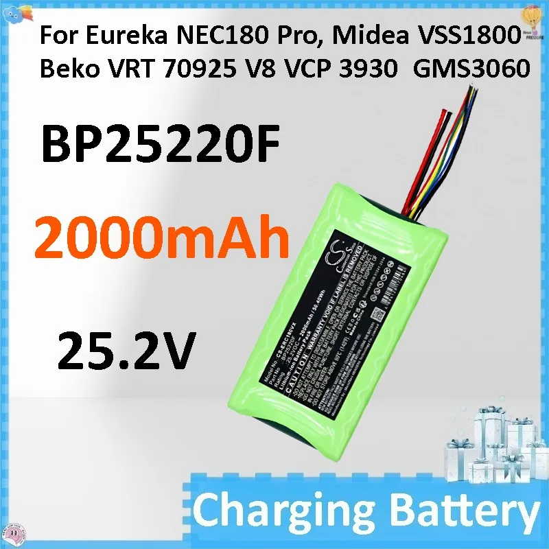 

Battery 25.2V 2000mAh BP25220F for Eureka NEC180 Pro, Midea VSS1800 Beko VRT 70925 V8 VCP 3930 GMS3060 Vacuum Cleaner
