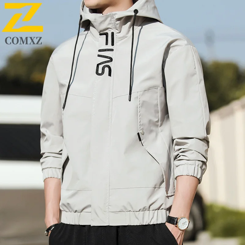 

Men's Jacket Spring and Autumn New Trendy Embroidered Comfortable Breathable Hooded Jacket Outdoor Casual Men's Zipper Jacket