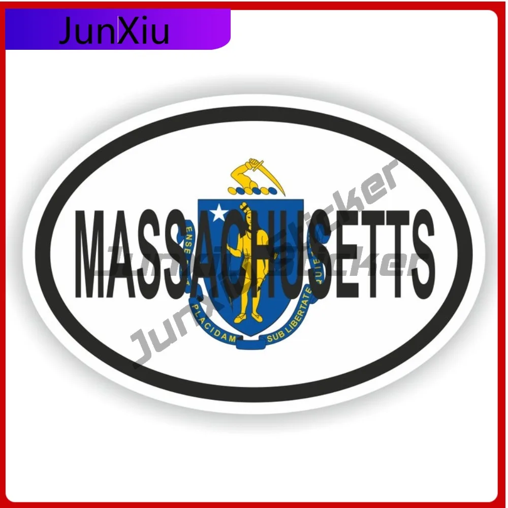 

Massachusetts City Oval Sticker With National Flag Badge Sticker Decorative Car Scratch Cover Sticker Rv Decal Stickers Camping