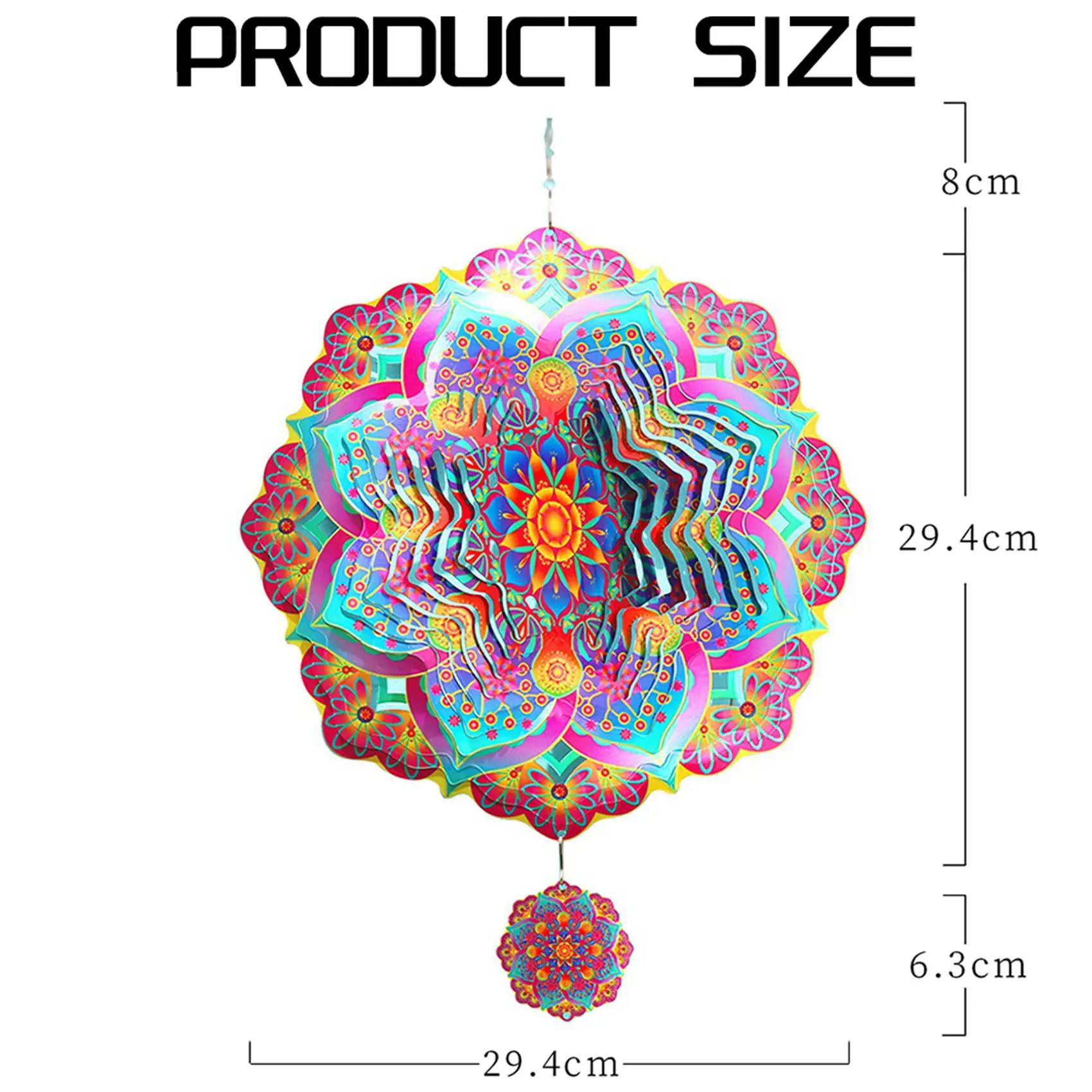 AB13-2X Mandala Wind Spinner Metal 3D Rotating Windchimes Luxury Art Garden Hanging Outdoor Decoration Purple Wind Spinners