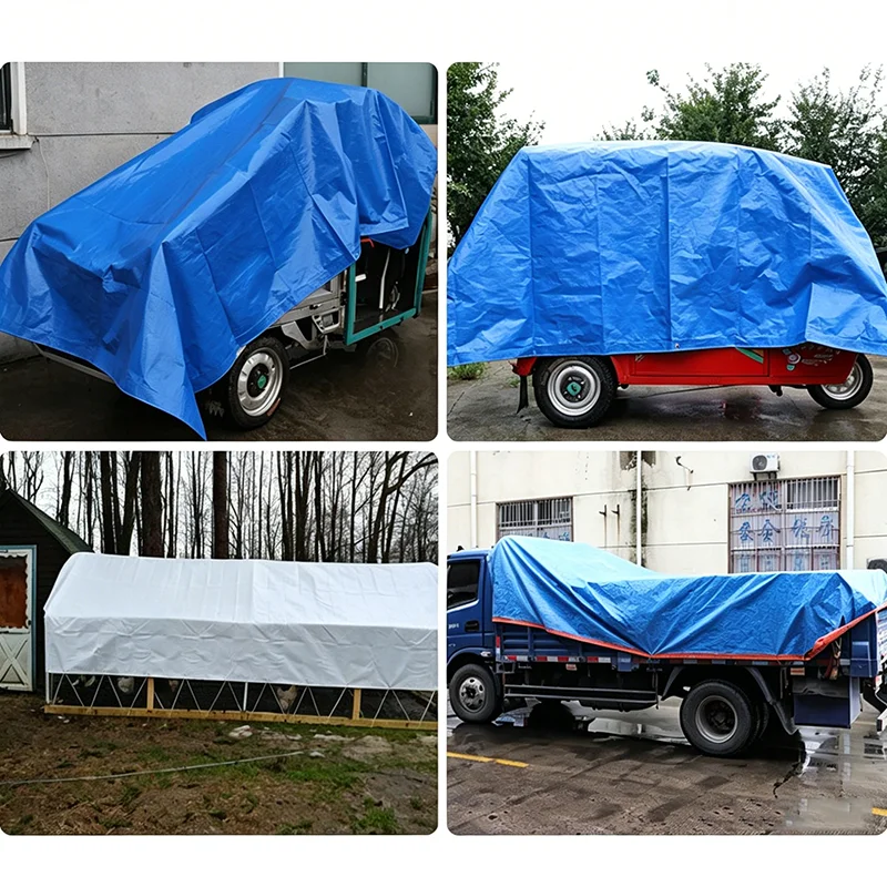 Large Shade Tarpaulin 2*1 4*4 6*6 8*8 10*10m Anti-UV Waterproof Tarp Tent Camping Canopy Rain Awning Outdoor Truck Blue White