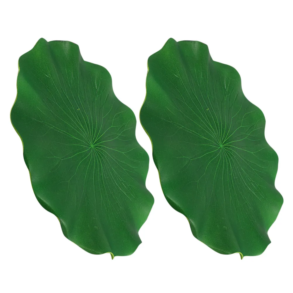 2Pcs Eva Artificial Lotus Leaves Pond Decor Floating Lily Pads for Fishpond Garden Tank Pool Decoration Home Ornament Natural
