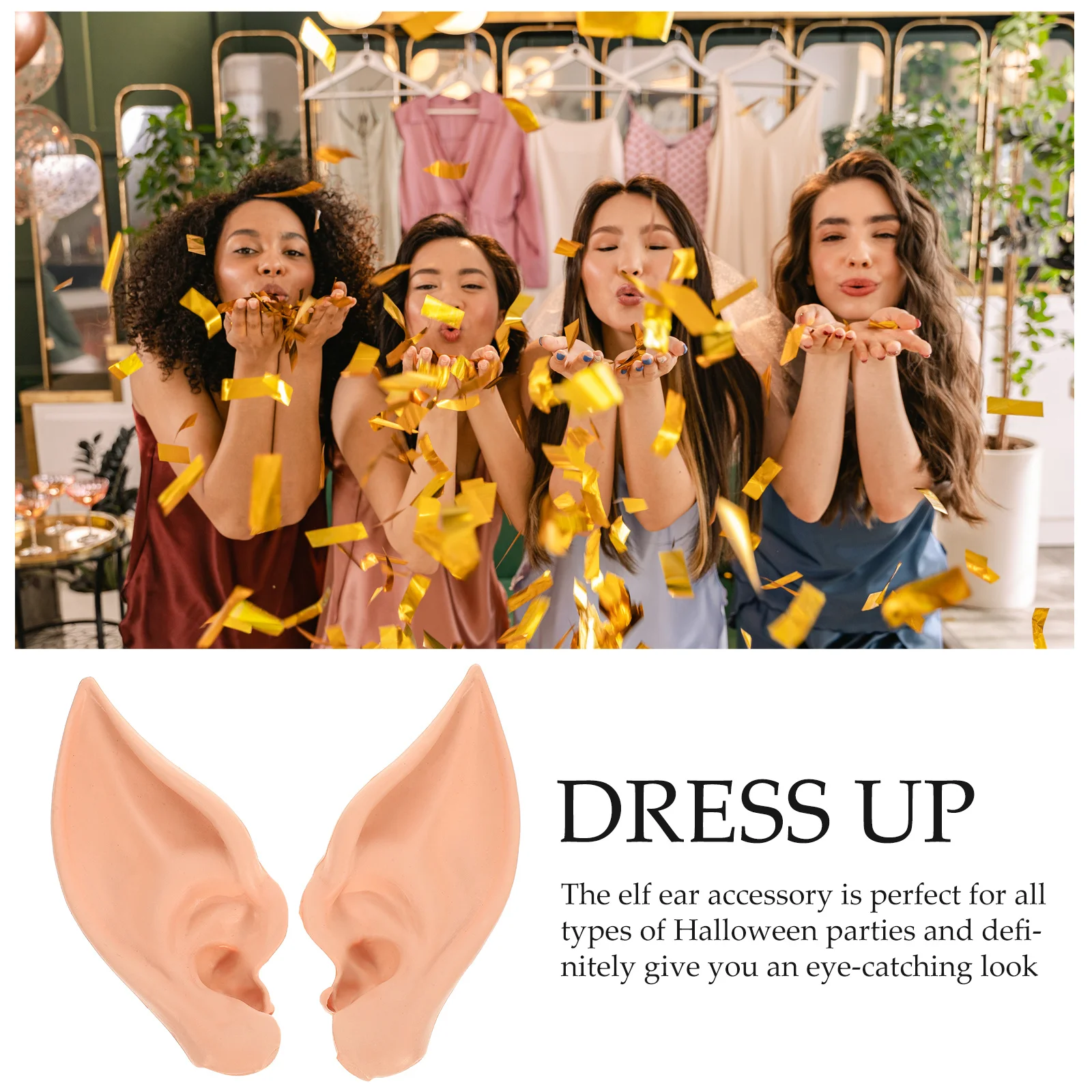 1Pair Elf Ears Cosplay Accessory Fairy Ears Halloween Party Costume Ball Cosplay Ear Props Christmas Halloween Party Props