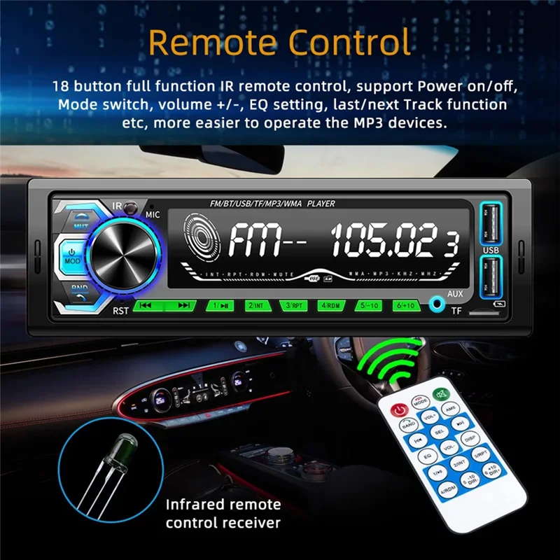 1 Din Autoradio 2 USB-Autoradio-Player Universal Digital Bluetooth MP3-Player Autoradio-Player-Y41A