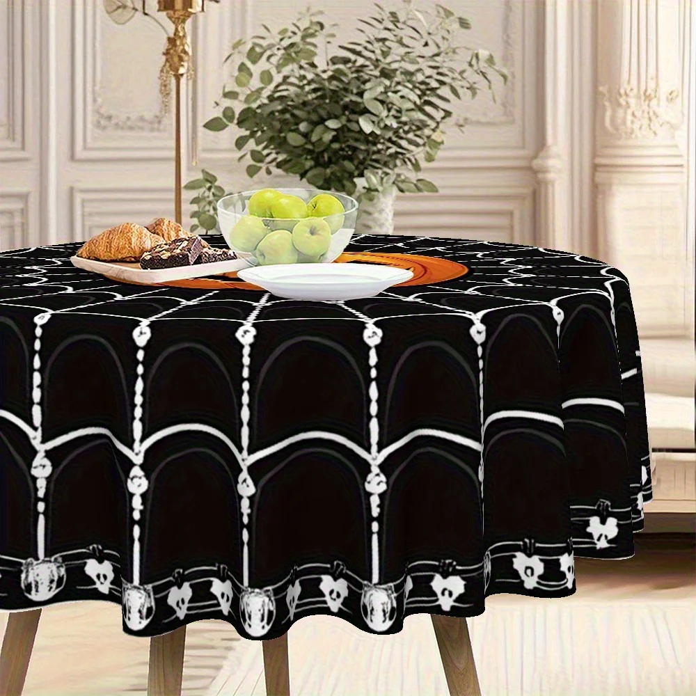 1 tablecloth, featuring Christmas and Halloween themes - spider web and pumpkin lantern print design, suitable for home usezyc